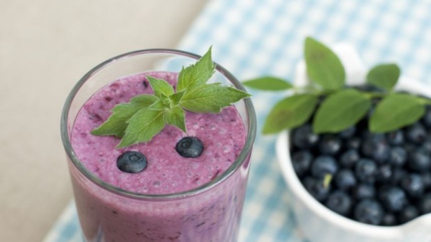 Borůvkové Smoothie s vanilkovým jogurtem